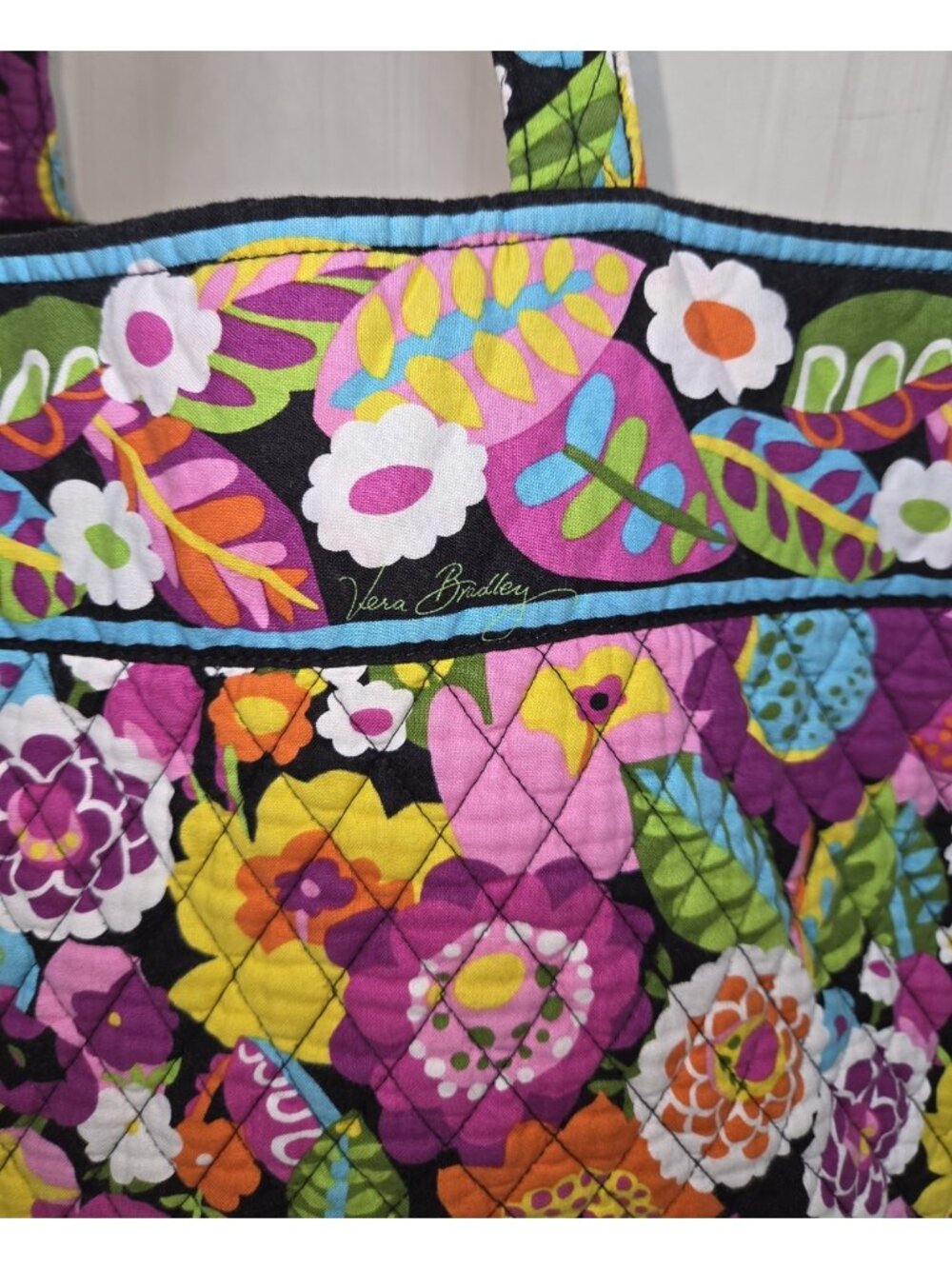Vera Bradley Va Va Bloom Floral Large Tote Bag Purse Flowers Quilted Retired - Picture 3 of 8